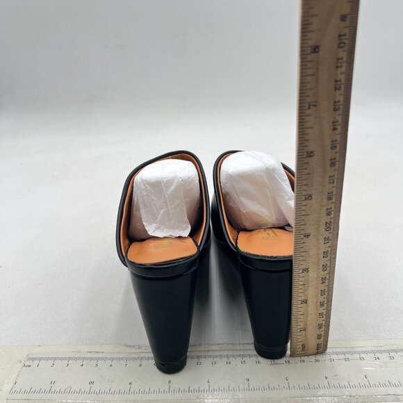 Milooey Shoe Black Cute Round Toe Mules Wedge Heels Slippers Slip On Sandals - Picture 4 of 7